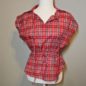 Red Plaid Pattern Women's Top